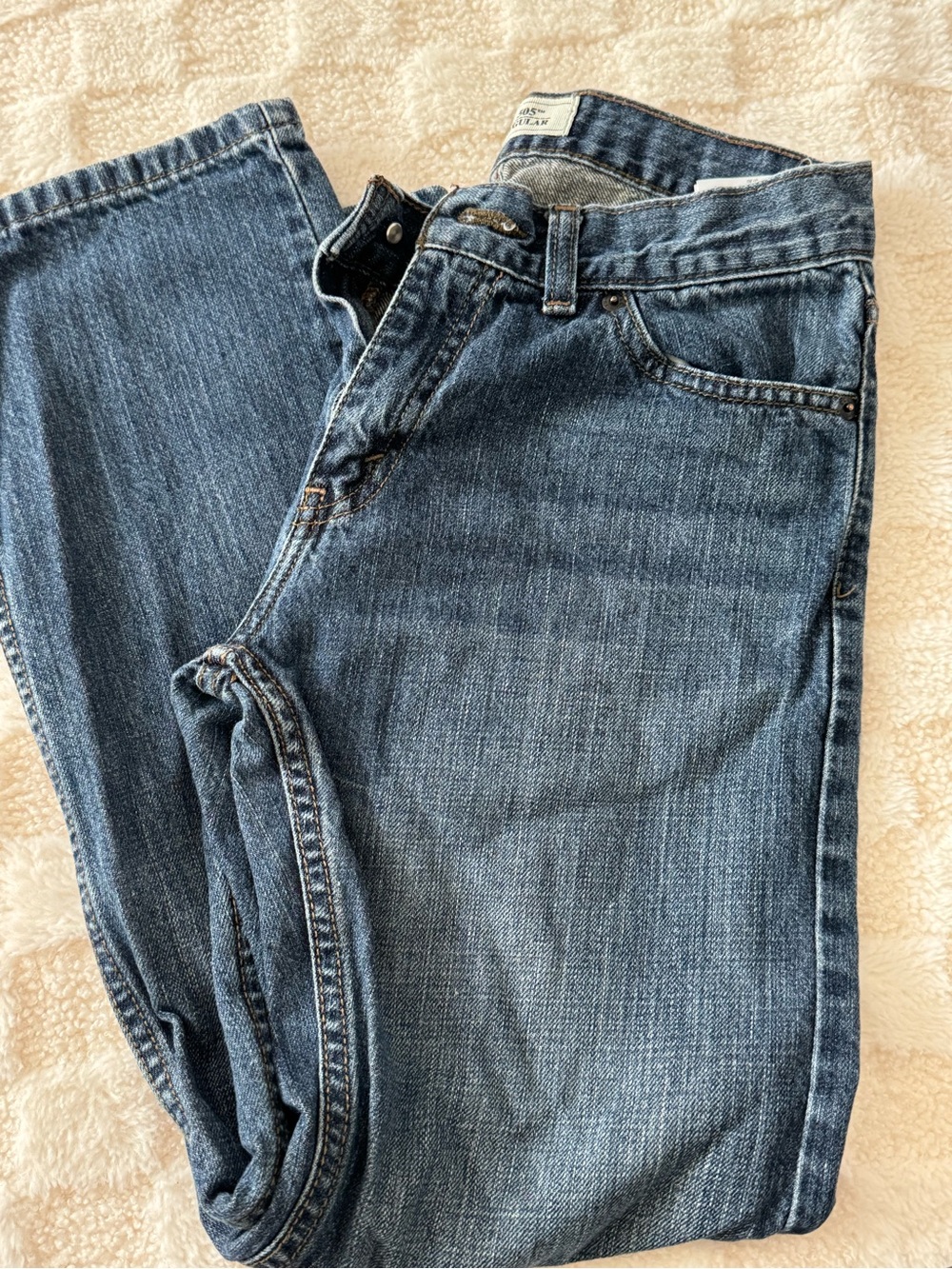Levi's Blue Denim Jeans with Brown Leather Patch 505
